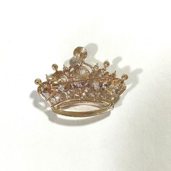 Crown Sapphire Rhinestone Brooch with gold tone – Vintage Pin