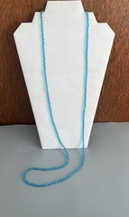 VTG 40” Single Strand Tiny Turquoise Crystal Beaded Slip On Necklace No Clasp