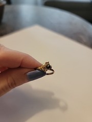 Vintage 14k Gold Electro Plate Onyx/ Pearl Gems Cubic Zirconia Ring Size 7