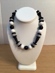 Arthur David Signed Black & White Various Size Beaded Necklace