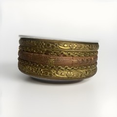 Vintage Brass and Copper Metal Woven Cuff Bracelet Boho Gypsy Style