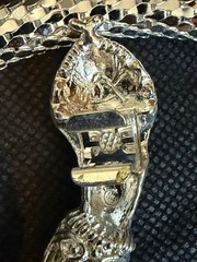 Vintage New Old Stock DL Auld Silver Tone Mesh Snake with Red Eyes Necklace/Belt