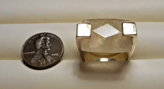 Vintage Modernist Sterling 925 & Faceted Rutilated Quartz Ring 15.1g Size 8