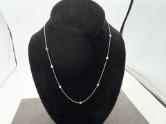 4.32g Vintage Sterling Silver 925 Snake Chain Beaded Necklace 17 in M