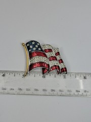 Ann Hand Signed Pledge Of Allegiance Large American Flag Brooch Pin