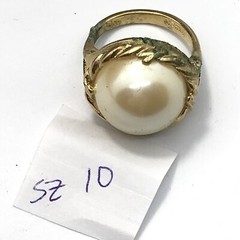 Vintage 18K GE Plated Signed A Faux Pearl Ring varied sizes