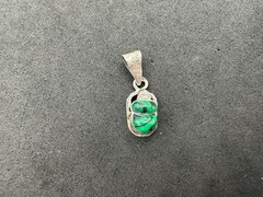1.84g Vintage Sterling Silver 925 Green Black Swirl Scarab Pendant M