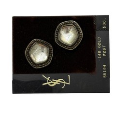 Vintage 1982 YSL Yves Saint Laurent Gripoix Poured Glass Earrings 14k post