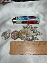 Glamorous Signed Chipita Simulated Pearl Cut AB Crystal Bead Clip-on Earrings