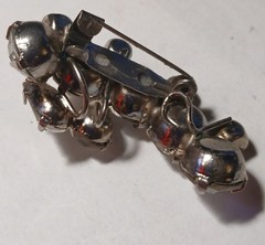 Vintage clear rhinestone crystal cluster half moon shaped brooch pin