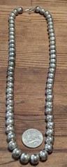 Vintage Southwestern Style Graduated Silver Tone Bead Necklace 22 Inch