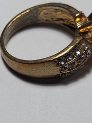 Vintage Promise Ring Imitation Gemstones Peach Solitaire Clear Accents Size 8