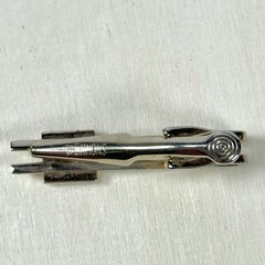 MCM Starburst Tie Clip Emmons Gold Tone Open Double Bar Silver Star Vintage