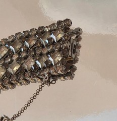 RETRO-VINTAGE FABULOUS 5-Row Rhinestone Open Work Design Cuff Bracelet 8 1/2 in