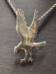 Vintage Large Flying Eagle 925 Sterling Silver Pendant 2mm 18” Necklace 9.9 Gr
