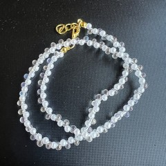 Handmade fauxpearl clear glass deaded necklace gold tone clasp choker strand