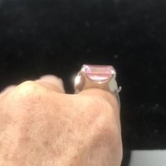 Vintage ESPO Sterling Silver Large Pink Cubic Zirconia Ring varied sizes
