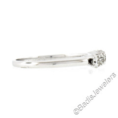 Antique 14k White Gold 0.60ctw European Diamond Prong 5 Stone Wedding Band Ring