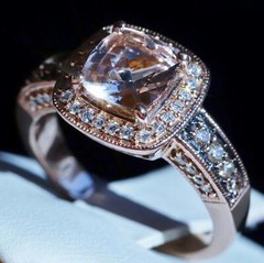14k rose gold ring 1.45ct morganite natural diamond sz 7 halo 5.50g LeVian N3040