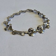 Vtg Sterling Silver Leaf Bracelet 7.32g Fine Jewelry 7.25″ Floral Fold Over