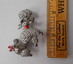 4 FUN DOG BROOCHES 2 SIGNED GERRY’S 2 POODLES & 2 CARTOON-ISH