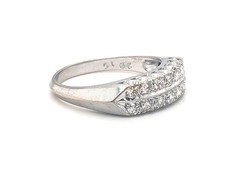 Art Deco Diamond 2 Row Wedding Band Anniversary Ring .50ct Original 1940’s 14K