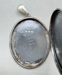 Victorian Sterling Silver Locket Hand Engraved Double Sided Floral Antique 1879