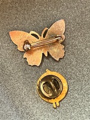 Lot of Yellow White Green & Blue Enamel Goldtone & Black Flying Butterfly in