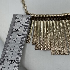 Brutalist Modernist Textured Fringe 16” Collar Geometric Gold Necklace (G1)