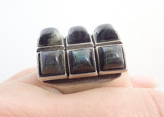 Vintage David Andersen D-A Signed Norway BIG Modernist Labradorite Sterling Ring