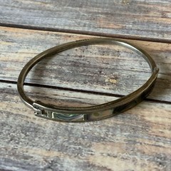 Made in Mexico abalone shell hinged tension bangle bracelet Mexican silver