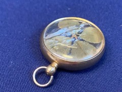 Vtg Encased 4 Leaf Clover Pendant Fob Costume Jewelry Good Luck Charm