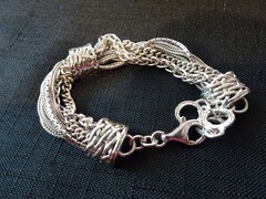 # 703–VINTAGE STERLING SILVER 11 STRAND BRACELET-925–BEAUTIFUL DIFFERENT