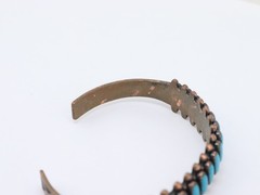 6.5″ Vintage WM Wheeler Turquoise Gemstone Copper Cuff Native Mexico Bracelet