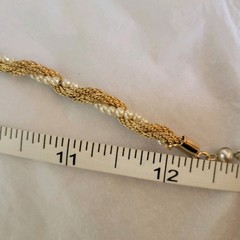 Vintage Coro Gold Mesh And Pearl Twist Necklace Choker 12 In. 3 In. Extender