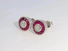 Round Cut 1.49CT Lab Created Diamond Vintage Halo 925 Silver Stud Earring Gift