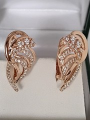 Vintage 1990-s 14 Ct Rolled Gold Zircons Earrings-Hallmarked 585 RG