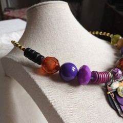 Suzanne Bellows Signed Necklace. One Of A Kind! purple pharaoh art glass