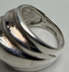 Vintage Heavy Modernist Ribbed Dome 925 Sterling Silver Cocktail Ring Sz. 7.25