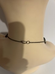 Victorian Silver Filigree Opercullum/Shiva Shell 15 3/4″ Choker Necklace #9107