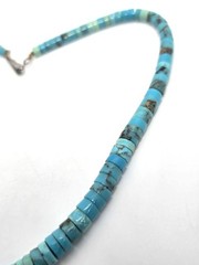 Heishi Turquoise graduated sterling silver Native American vintage necklace