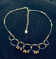 Robert Rose Choker Necklace Wired Bronze Metallic Beads Dainty Chic Minimalist