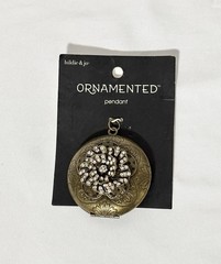 Vintage Hildie & Jo Rhinestone Flower Round Locket Pendant | 2” | NWT
