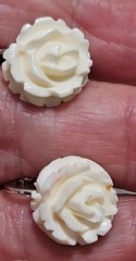 Vtg LOT Graduated Carved Rose Bead Elephant Necklaces Krememtz Rose Brooch ERs +