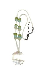Dragonfly Pendant Abalone MOP Shell Choker Necklace Sea Glass White Green Blue