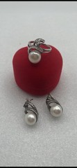 Vintage Sterling Silver 925 Earrings And Ring Set . Made In Russia Natural Pears