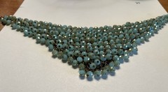 Gorgeous Vintage Crystal Necklace Iridescent Glass Statement Bib Choker 23”