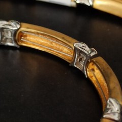 Vintage Bicolor Set Collar Bracelet Heavy Deco X-Design Link Classic Timeless