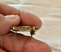 ANTIQUE VICTORIAN VATICAN ITALY MICRO MOSAIC ONE INCH FLORAL BROOCH PIN