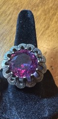 ESTATE VINTAGE TAXCO MEXICO PURPLE PINK SAPPHIRE STERLING SILVER RING Sz. 6.25